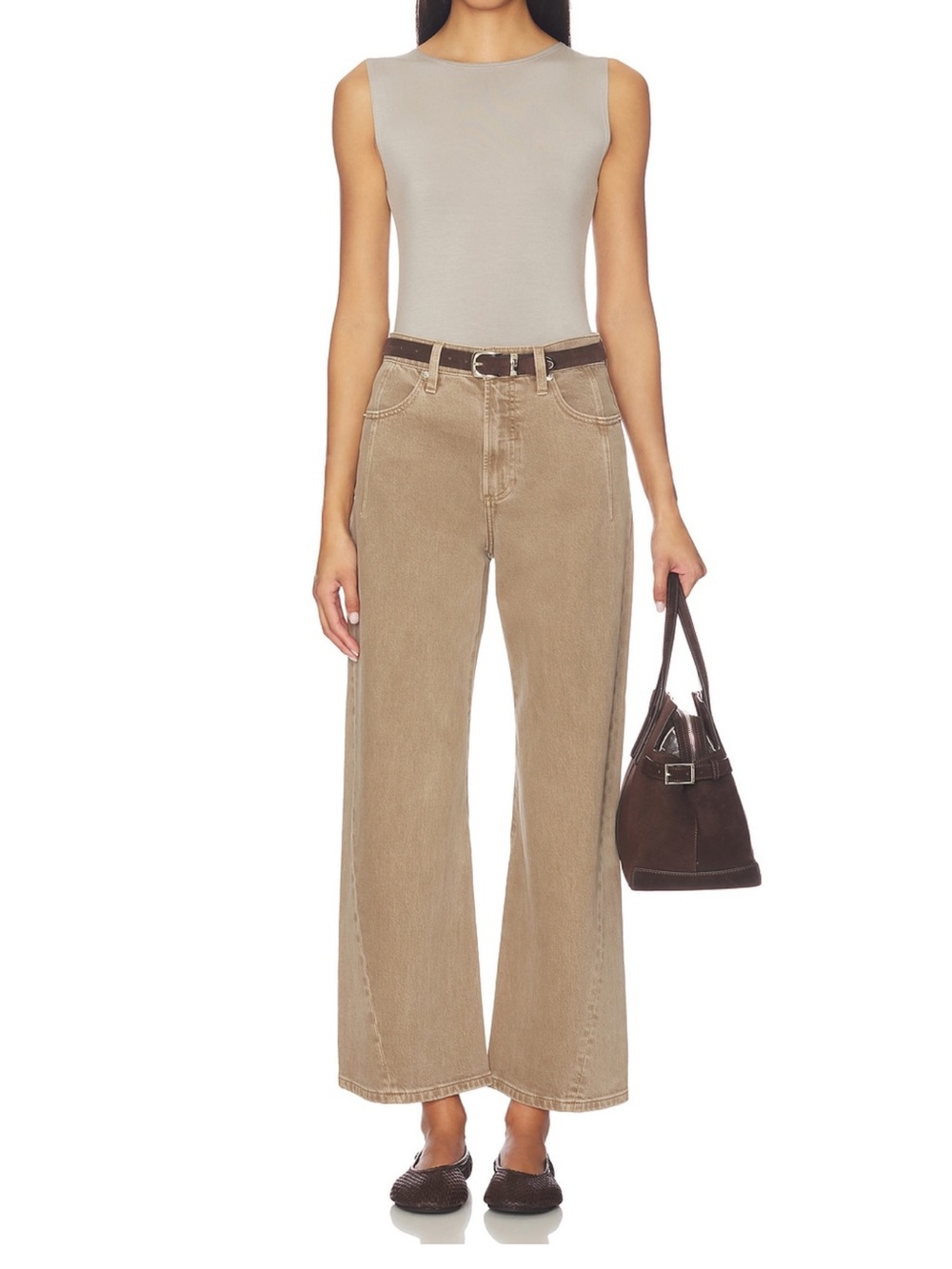 Pistola Kyra High Rise Bowed Wide Jeans in Tannin – Size 26